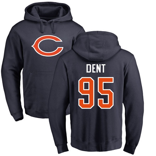 Chicago Bears Men Navy Blue Richard Dent Name and Number Logo NFL Football #95 Pullover Hoodie Sweatshirts->nfl t-shirts->Sports Accessory